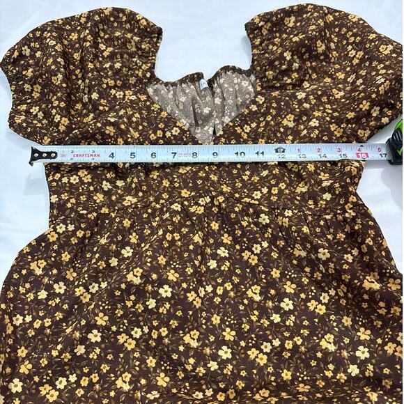 Baltic Born Womens Medium Gables Puff Sleeve Tiered Maxi Dress Brown Floral - Picture 7 of 8